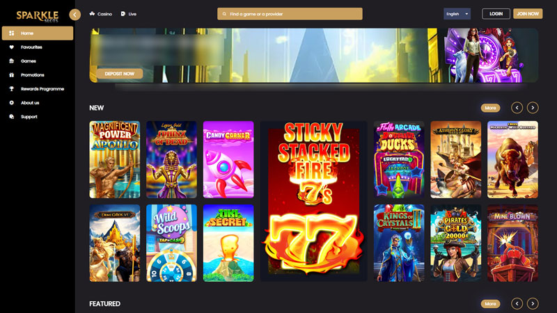 sparkle-slots-casino lobby screenshot