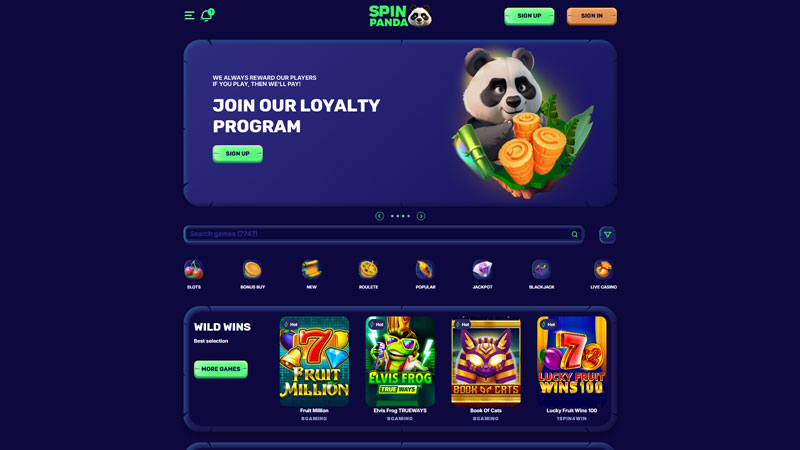 spin-panda lobby screenshot