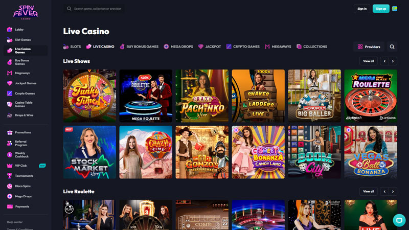 spinfever live screenshot