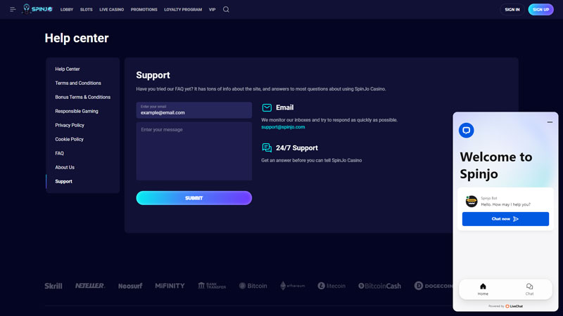 Thumbnail spinjo support