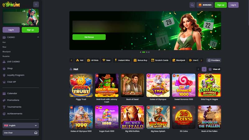 spinline lobby screenshot