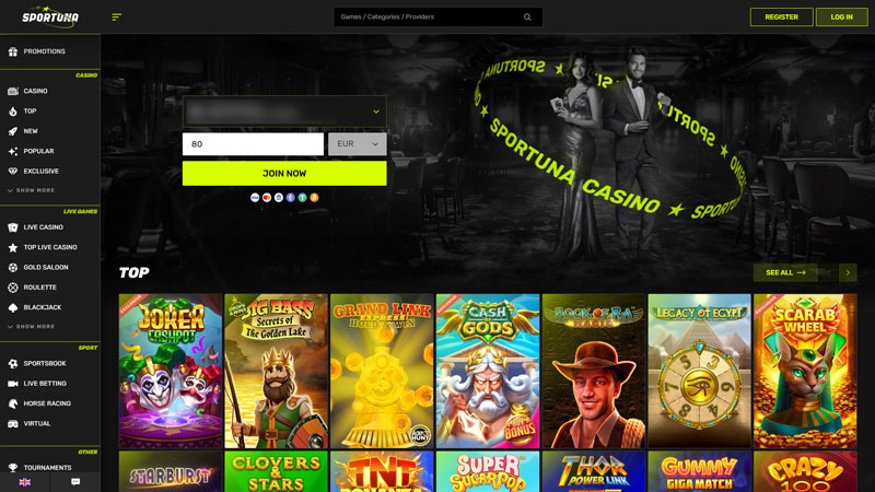 sportuna lobby screenshot