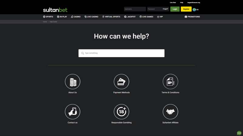 sultanbet support screenshot