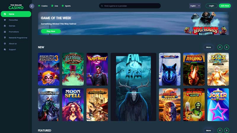 Thumbnail theonlinecasino lobby