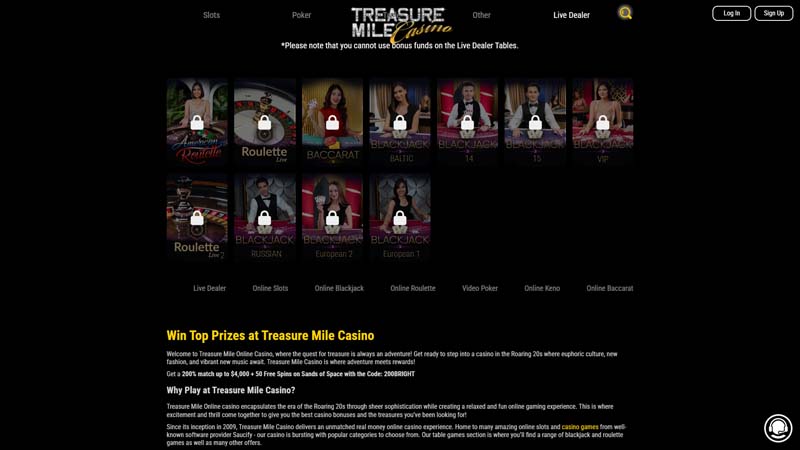 treasure-mile-casino live screenshot