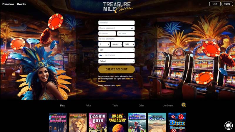 treasure-mile-casino lobby screenshot