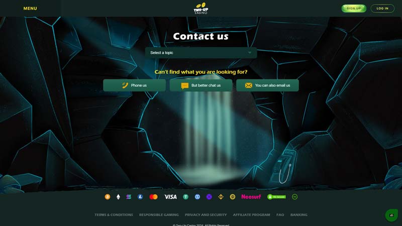 two-up-casino support screenshot