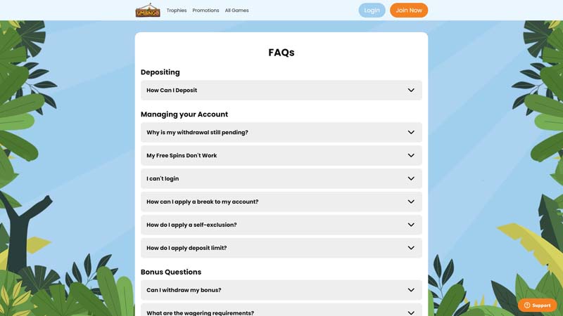 Thumbnail umbingo-casino support