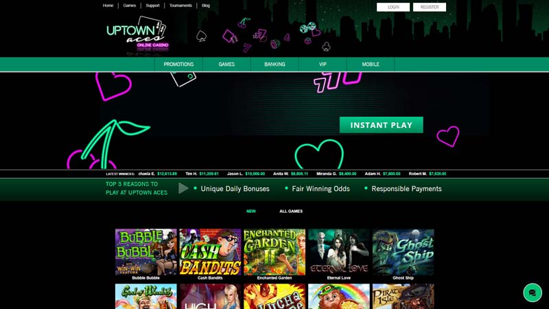 uptown-aces-casino lobby screenshot