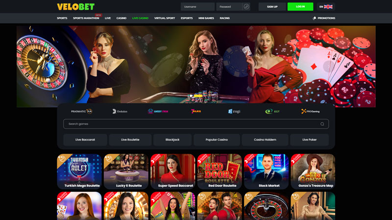 velobet live screenshot