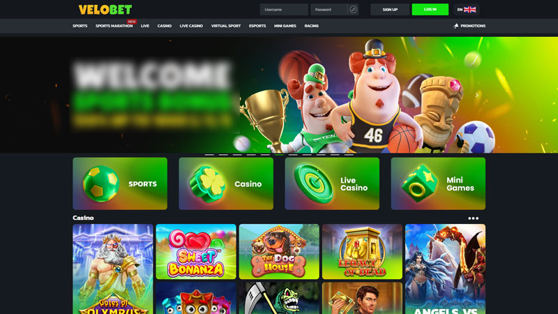 velobet lobby screenshot