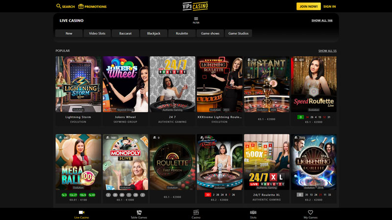 vips-casino live screenshot