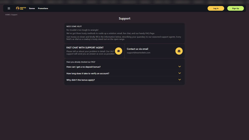 wanted-win support screenshot