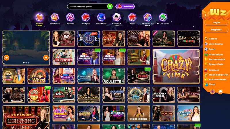 wazamba-casino live screenshot