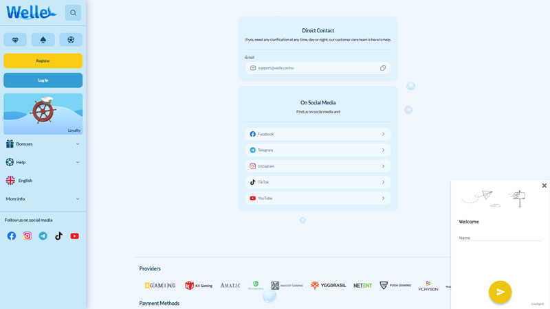 welle-casino support screenshot
