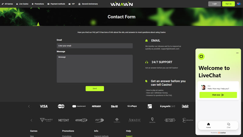 winawin support screenshot