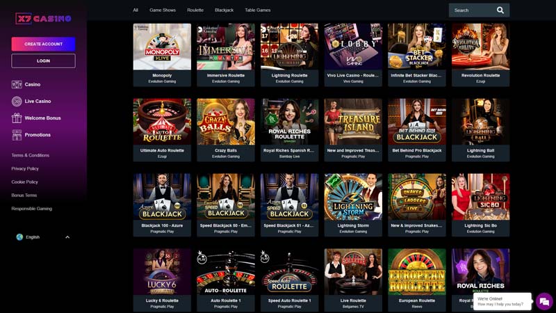 x7-casino live screenshot