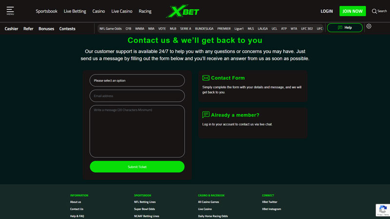 xbet support screenshot